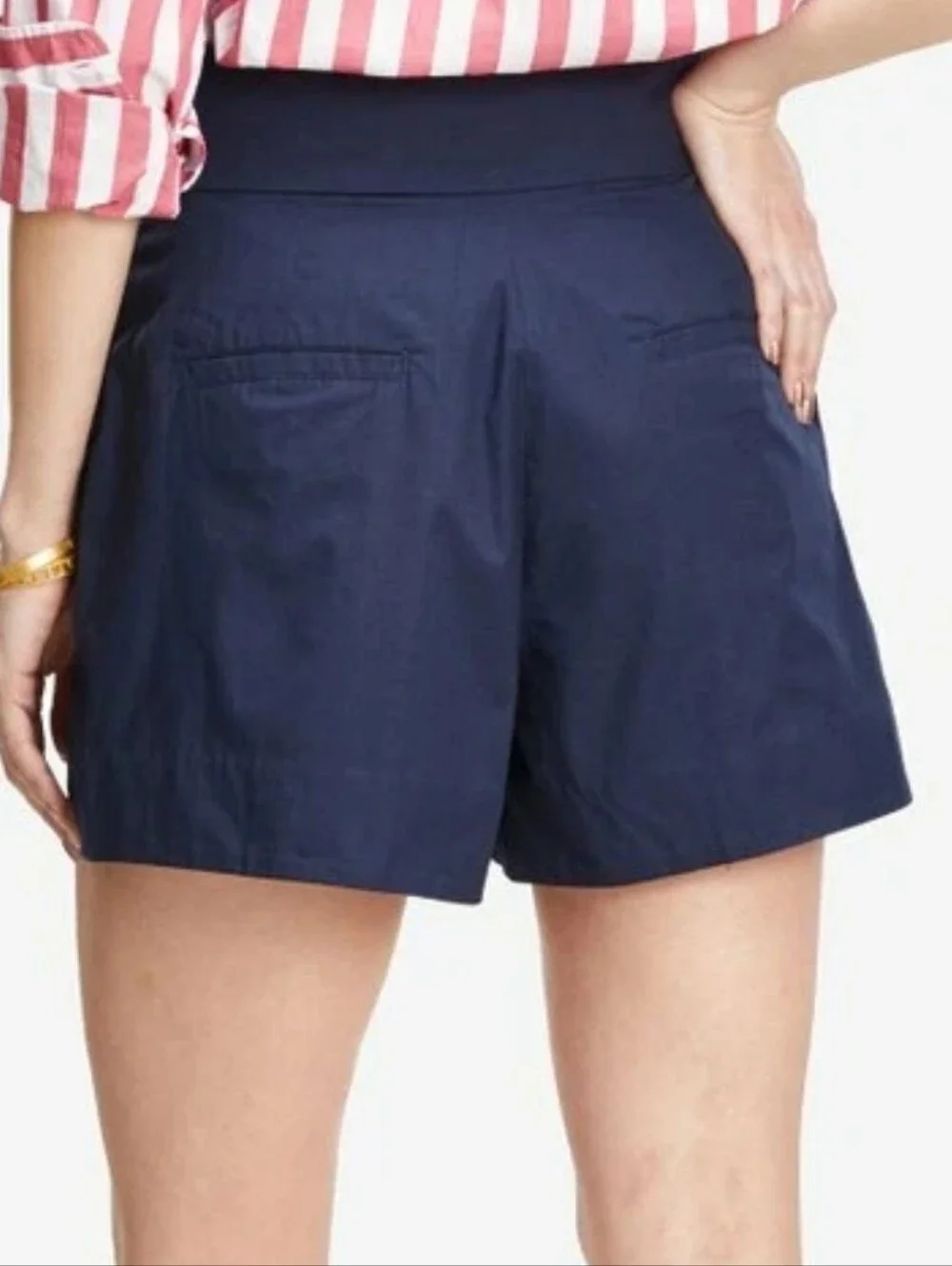 NWT J.CREW Tie Waist Shorts In Cotton Poplin Navy Blue Size 4 New